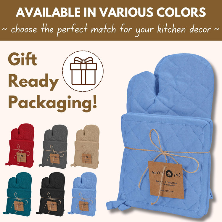 Pot Holders and Oven Mitts Sets for Kitchen Heat Resistant