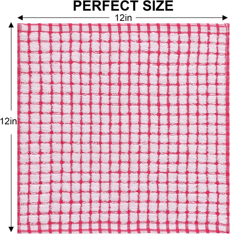 Kitinjoy Cotton 8 Pack Terry Kitchen Dish Cloths, 12 x 12 Inches Super Soft and Absorbent Dish Rags, Quick Drying Dish Towels for Washing Dishes, Red - Nestoria