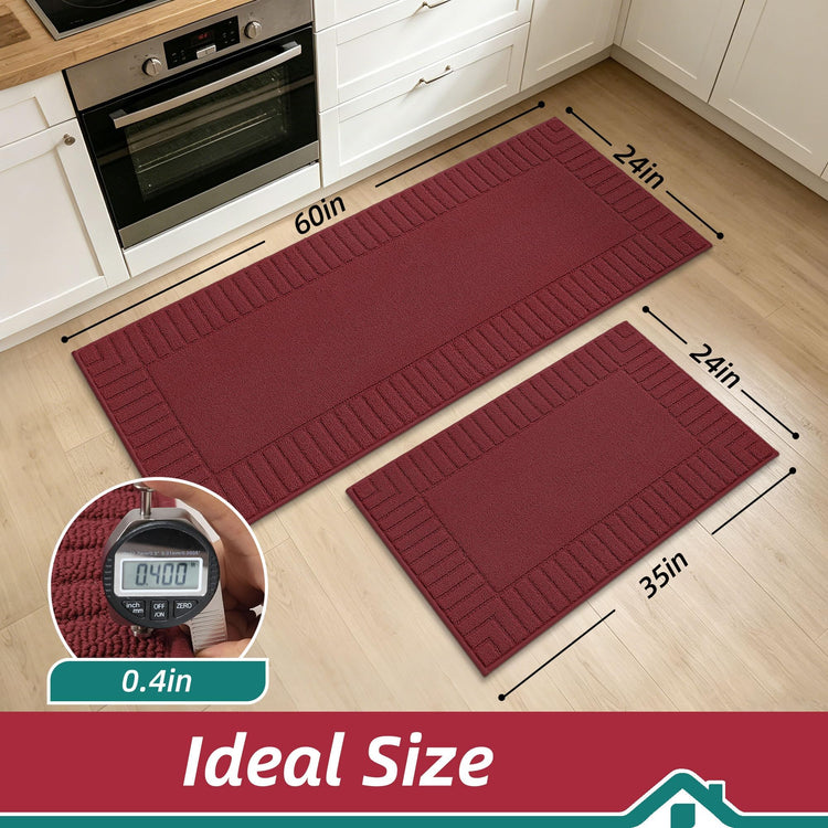 Kitchen Rugs Non Slip Washable 2PCS (15.83 Sq Ft)