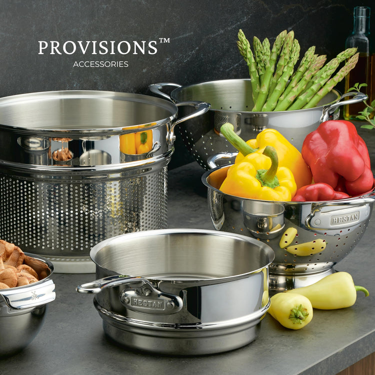 Provisions 8 Quart Stainless Steel Pasta Insert and Steamer Basket