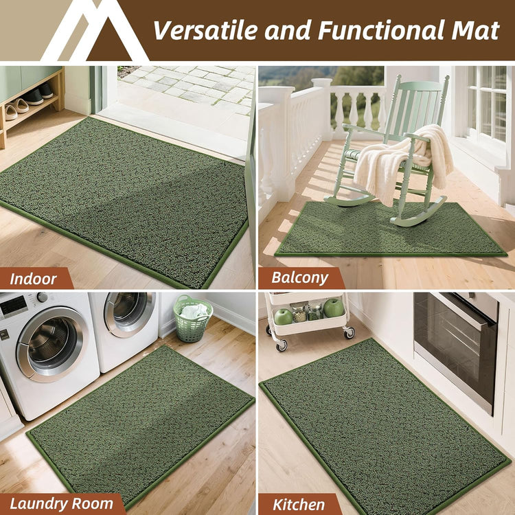COSY HOMEER-Door-Mat 20" x 32" Non Slip Absorbent Entryway Rugs Dirt Trapper Doormats Washable Entrance Mats Low Pile Welcome Floor Mat for Front Back Door and Entry Mats,Green