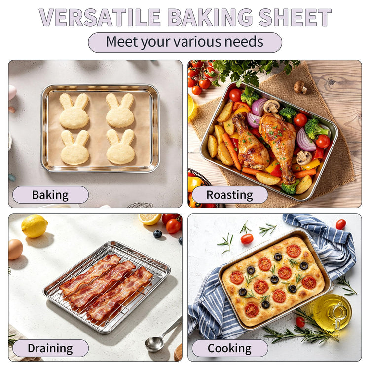 Stainless Steel Toaster Oven Pan with Rack Set