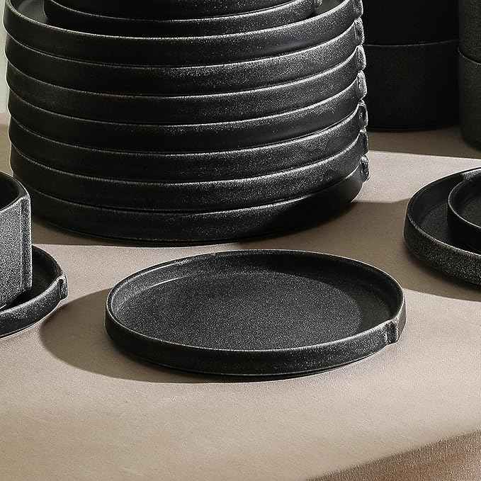 Stone Lain Bao 4-Piece Salad Plate Set Stoneware, Charcoal