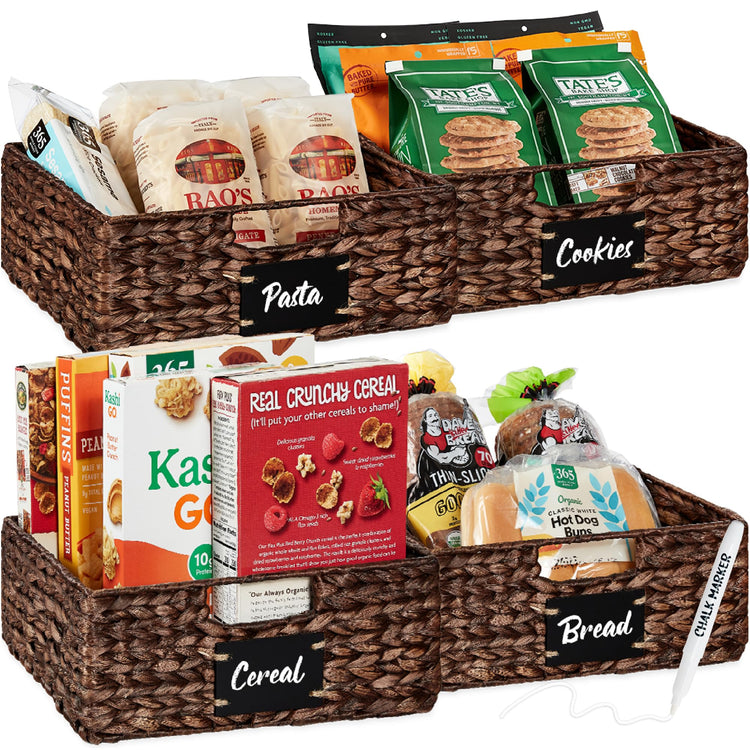 Set of 4 13x12in Water Hyacinth Pantry Baskets (4 Count)
