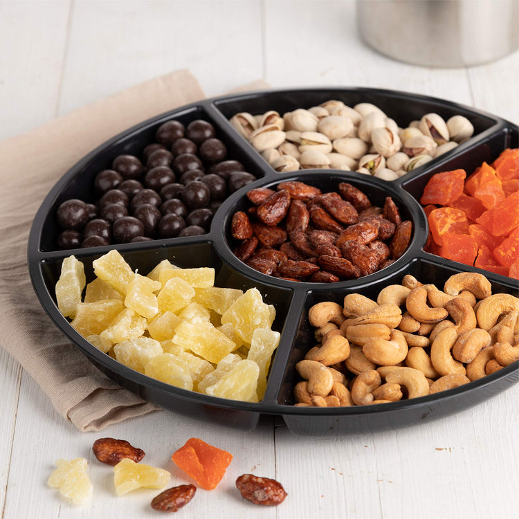6 Sectional Round Plastic Serving Tray (2 Count)