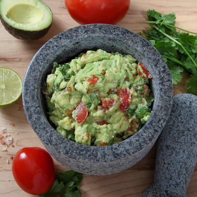 Laevo Mortar and Pestle Set (Large) - Stone Spice Grinder - Grinding Bowl and Pestle - Reversible Molcajete Mexicano - Large Mortar and Pestles Set for Guacamole, Spices - 2.1 Cup, Gray Granite