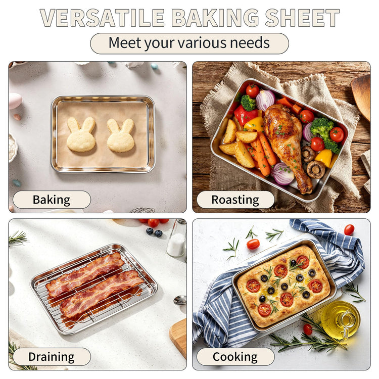 Stainless Steel Toaster Oven Pan with Rack Set