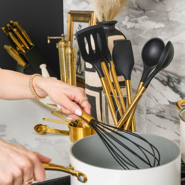 Black and Gold Kitchen Utensils Set (Black & Gold)