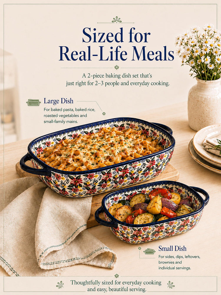 2 Piece Polish Pottery Style Ceramic Baking Dish Set (2 Count)