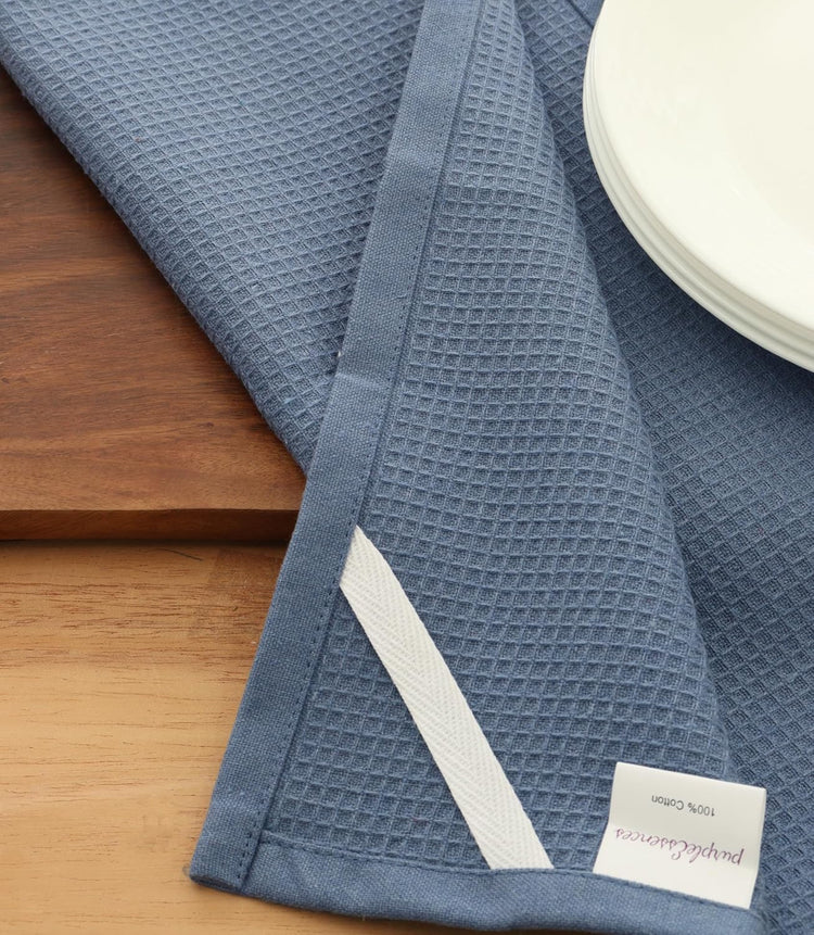 PurpleEssences Waffle Weave Kitchen Towel, 100% Cotton - 15 x 25 Inches, with Hanging Loop Ultra Soft Absorbent Quick Drying Dish Cloth, Tea and Hand Towels, 6 Pack - Spring Summer - Smoky Grey - Nestoria