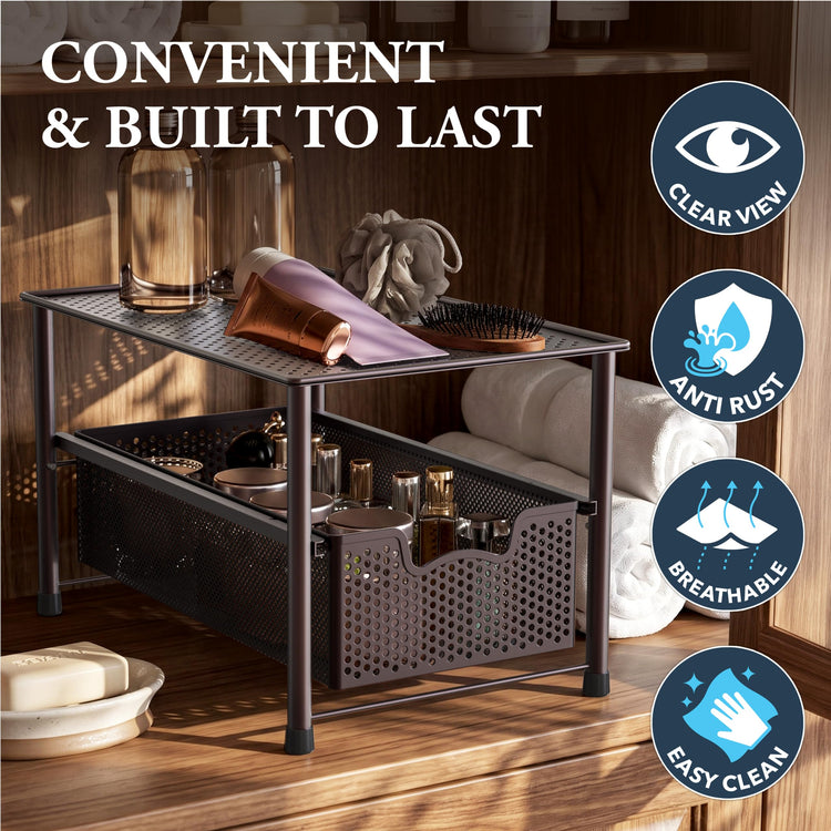 Stackable Under Sink Sliding Basket Drawer