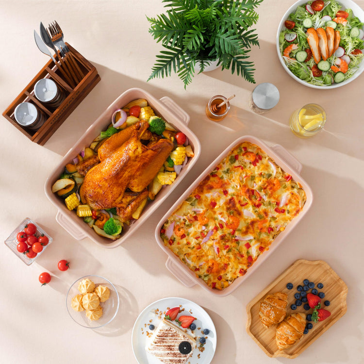 Large 9x13 Ceramic Baking Dish with Handles