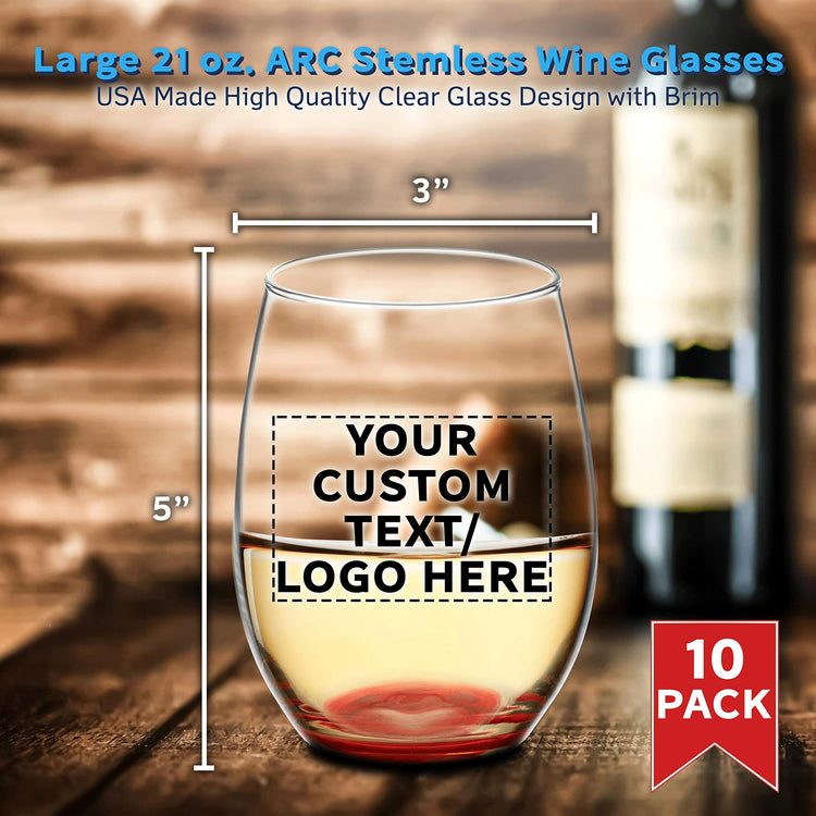 10 ARC Stemless Wine Glasses Set (10 Count)