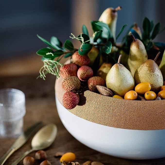 Emile Henry Ceramic Made in France Large Fruit & Vegetable Storage Pantry Bowl, 14.1 inch diameter, Blue Flame