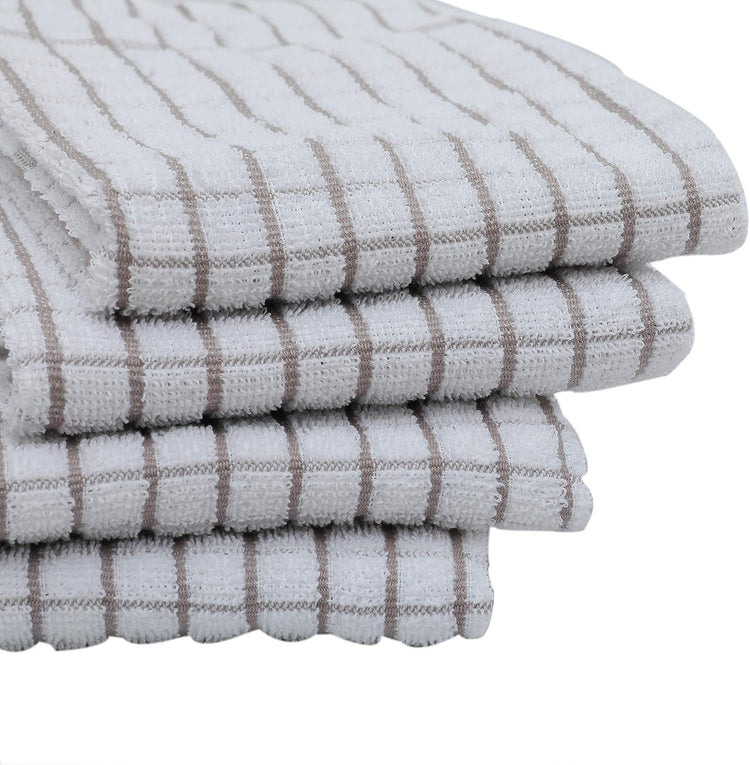 AMOUR INFINI Kitchen Towels Set of 4 - Highly Absorbent, Super Soft Terry Cotton 20x28 Inch Dish Towels with Hanging Loop - Hand & Tea Towels for Cleaning & Drying Dishes (Beige) - Nestoria