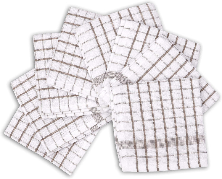AMOUR INFINI Kitchen Dish Cloths Set of 8 - Ultra Soft, Highly Absorbent, Quick-Drying Terry Cotton Dishcloths 12"x12" Inch Wash & Cleaning Cloths for Kitchen & Dishwashing (Beige) - Nestoria