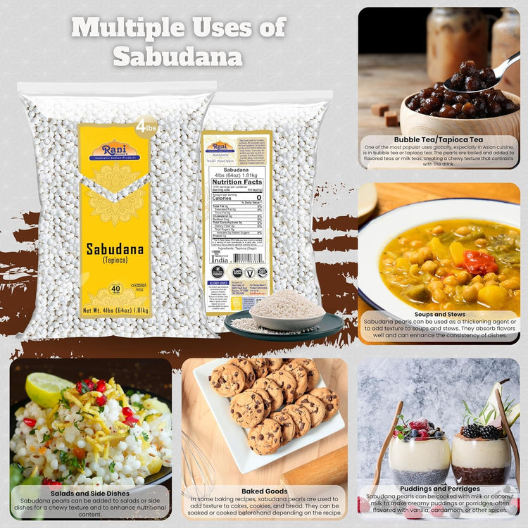 Rani Sabudana (Tapioca/Sago) Pearls 64oz (4lbs) 1.81kg Bulk ~ All Natural | Vegan | No Colors | NON-GMO | Indian Origin - Nestoria