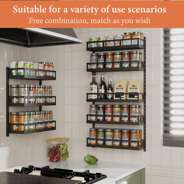 Wall Mount Spice Rack Organizer 5 Tier Height