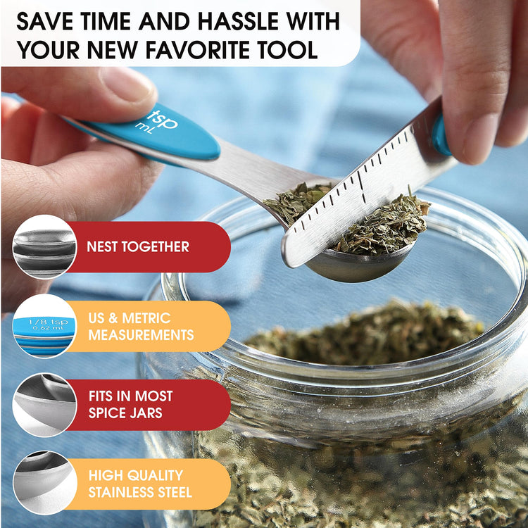 Stainless Steel 8 Magnetic Measuring Spoons for Kitchen (8 Count)
