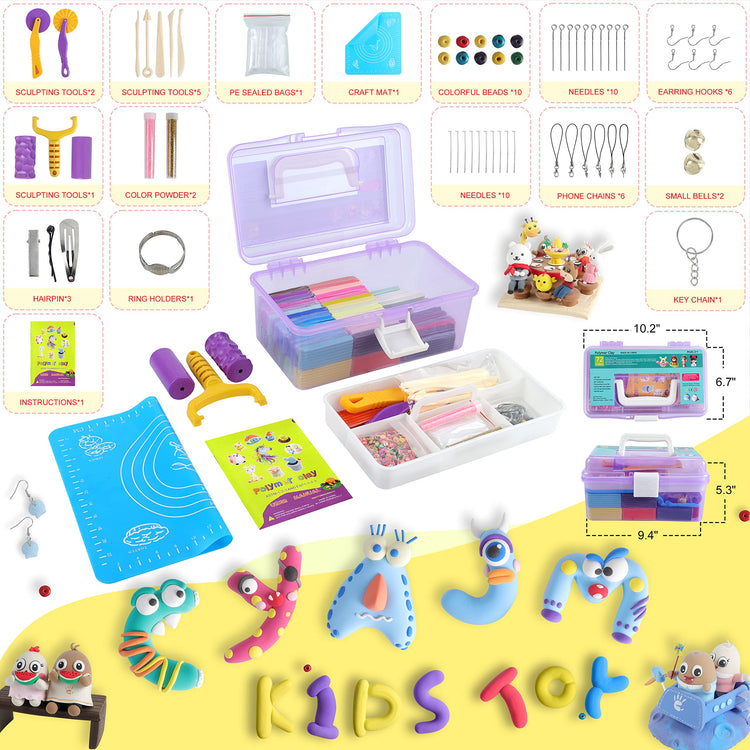 72 Colors Polymer Clay Strips Kit