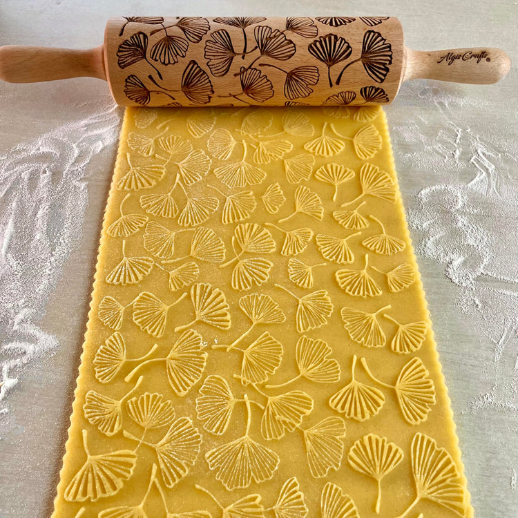 Embossing Rolling Pin GINKGO with Ginkgo Biloba Leaves Pattern