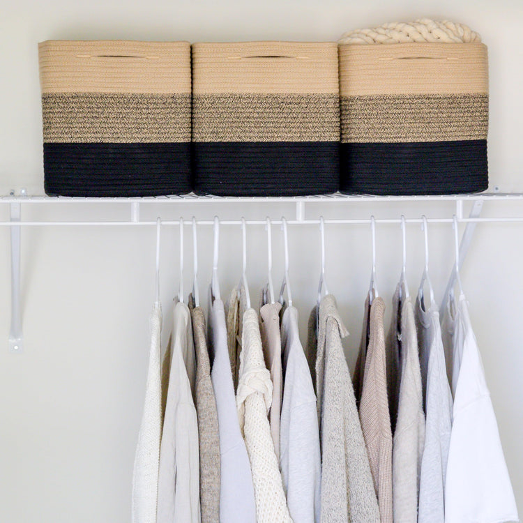 Storage Cubes 11 Inch Cotton Rope Woven Baskets for Organizing (3 Count)