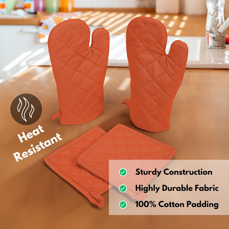 4 Piece Set 2 Oven Mitts & 2 Potholders (4 Count)