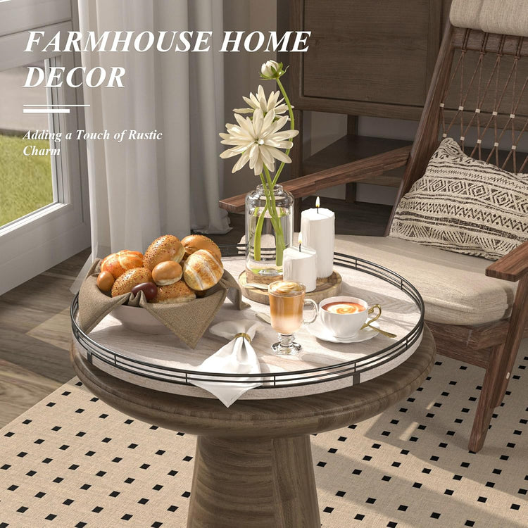 18" Lazy Susan Wood Turntable Organizer for Kitchen Decor, Farmhouse Round Wooden Lazy Susan Organization and Storage for Cabinet, Dining Table, Pantry, Bathroom, Countertop, Centerpiece, Home Decor