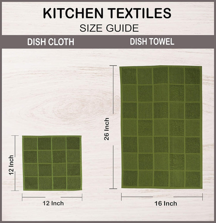 AMOUR INFINI Dish Cloths for Washing Dishes Set of 8 - Highly Absorbent, Super Soft Kitchen Dishcloths - Reusable Quick Dry Dish Rags for Cleaning & Drying Kitchen Linens (12x12 Inch - Green) - Nestoria