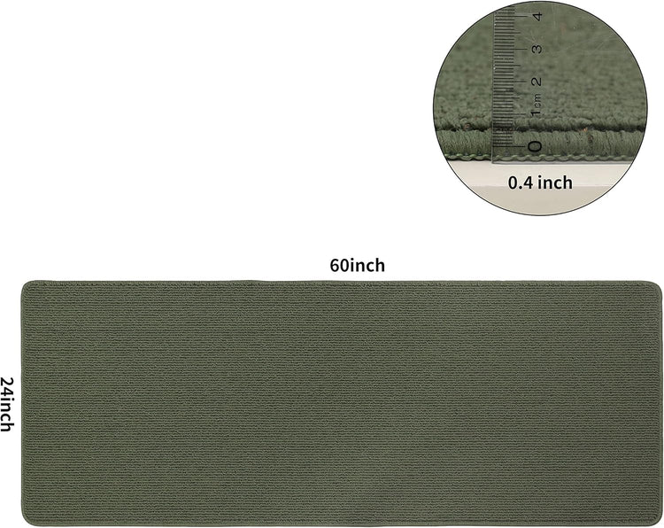COSY HOMEER 24X60 Inch Kitchen Rug Mats Made of 100% Polypropylene Strip TPR Backing Soft Kitchen Mat Specialized in Anti Slippery and Machine Washable,for Kitchen, Floor,Green