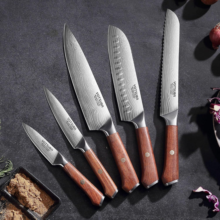 YOTSUBA 5PCS Kitchen Knives Set,Kitchen Knife Set,German High Carbon Stainless Steel Ultra Chef Knife Sets with Ergonomic Handle for Chopping Vegetable and Cooking