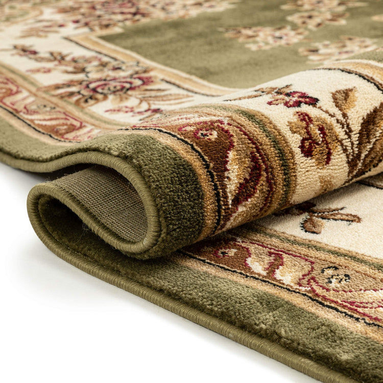 Pastoral Medallion Green French Area Rug European Formal Traditional