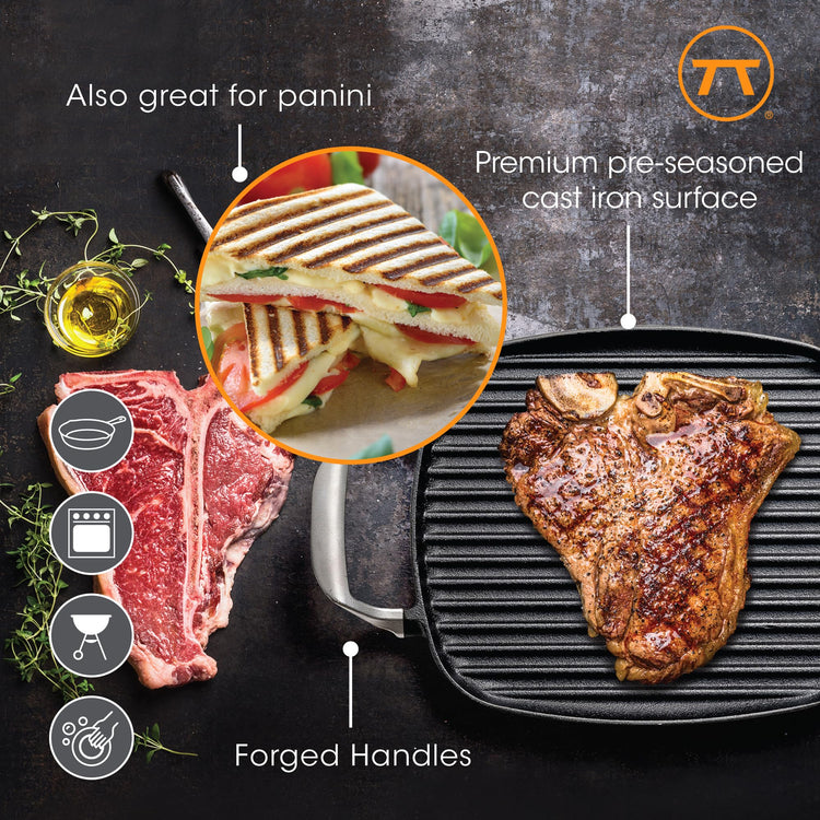 Cast Iron Grill Pan With Ridges 8.5” x 14.25” x 1.5”
