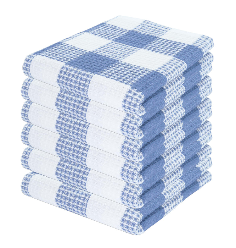 100% Cotton Waffle Weave Check Plaid Kitchen Towels