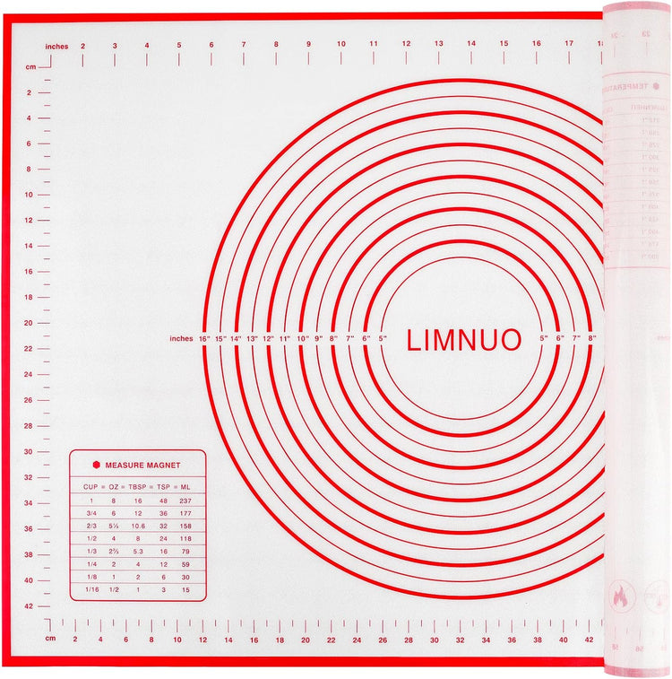 Silicone Baking Mat,Non Stick Rolling Dough with Measurements for Pie Pizza Cookies Fondant Making,Extra Thick Non Slip Silicone Pastry Mat