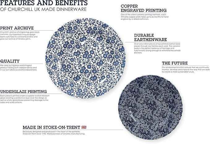 Churchill Blue Willow Plates Bowls Cups 20 Piece Dinnerware Set, Made In England