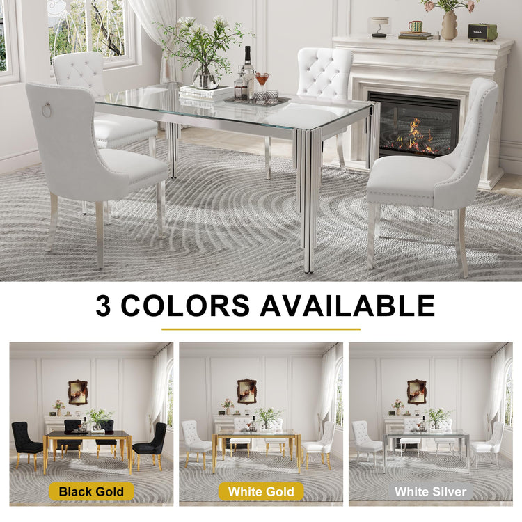 63'' Modern Glass Dining Table for 4