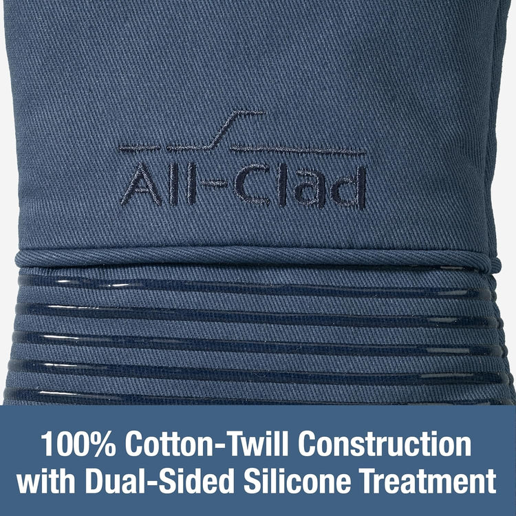All-Clad Premium Silicone Oven Mitt: Heat Resistant to 500 Degrees - 100% Cotton & Silicone, 14"x7" Pot Holder for Kitchen and Barbeque, (1-Pack), Indigo