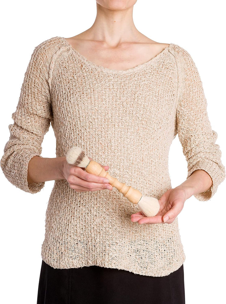 Redecker Double Dust Brush with Oiled Beechwood Handle, Goat Hair and Pig Bristle Brush Heads, Made in Germany