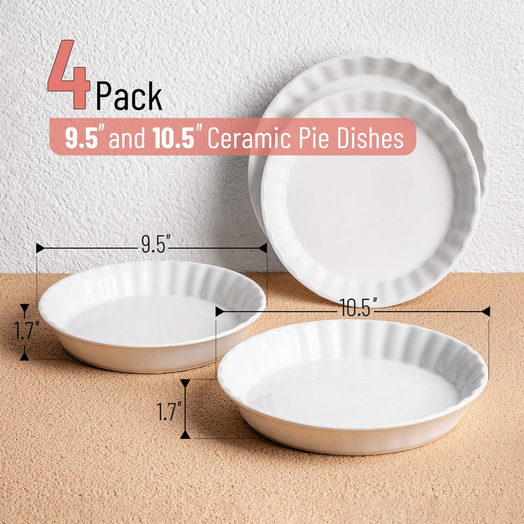 BTaT Ceramic Pie Pan for Baking (4 Count)