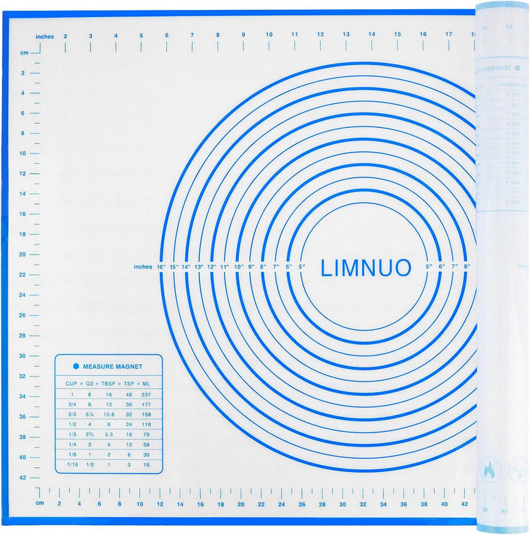 Silicone Baking Mat,Non Stick Rolling Dough with Measurements for Pie Pizza Cookies Fondant Making,Extra Thick Non Slip Silicone Pastry Mat