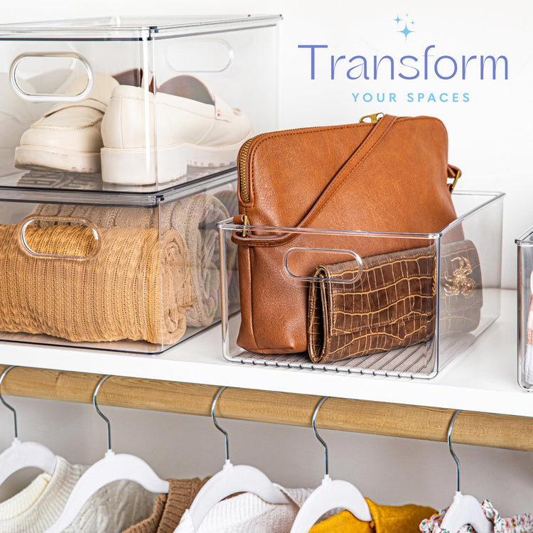 Plastic Food Storage 2 Pack Clear Container Bin with Handles for Organizing Kitchen (2 Count)