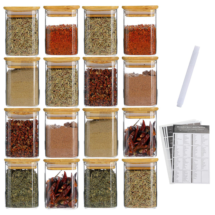 16Pcs 7oz Spice Jars Glass Container with 275 Labels (16 Count)