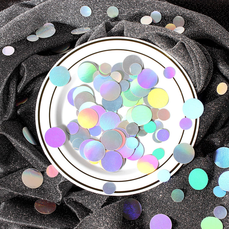 400PC Circle Dots Iridescent Confetti for Birthday Decorations Round Table Scatter for Wedding Baby Shower Bachelorette Bridal Shower Party Supplies (400 Count)
