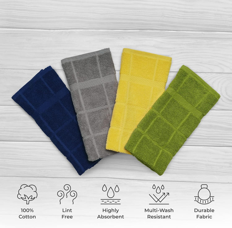 100% Cotton Terry Dish Towels, 4 Pack Solid, 16 x26 Inches, Super Soft and Absorbent Kitchen Towels, Perfect for Kitchen Cleaning and Dish Washing | Assorted - Nestoria
