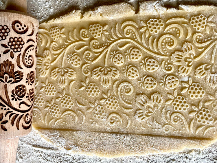 SEASONS 3 Mini Embossed Rolling Pin Set. Wooden Laser Cut Mini Rolling Pins for cookies or clay with spring flowers