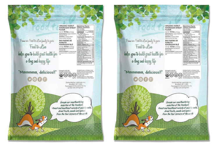 Food to Live Organic KAMUT Khorasan Wheat Flour, 20 Pounds Stone Ground Powder, 100% Whole Grain Meal, Non-GMO, Kosher, Bulk - Nestoria