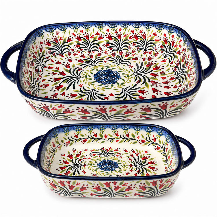 2 Piece Polish Pottery Style Ceramic Baking Dish Set (2 Count)