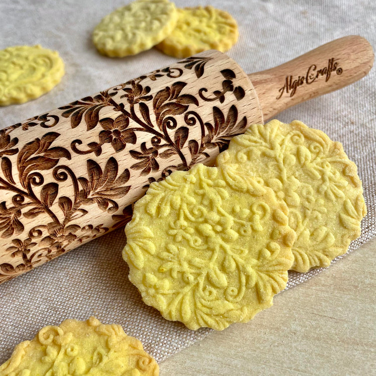 FLOWERS 3 Kid Rolling Pin Set with Damask