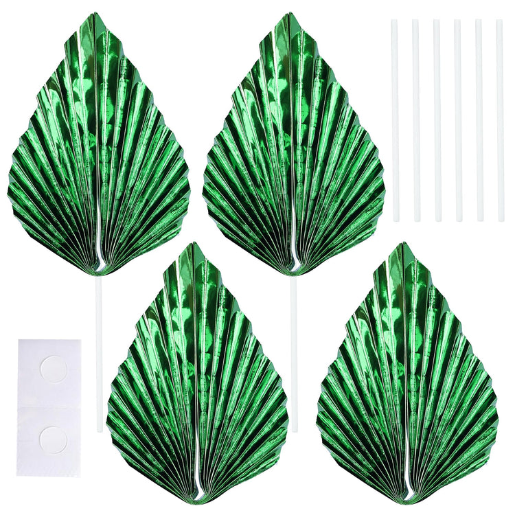 6Pcs Paper Palm Fan Cake Toppers Palm Spear Leaves Fan Cupcake Toppers Cake Insert Decorations Craft DIY Cake Bakeware Decoration for Birthday Party Wedding Party Decor Supplies Light Green (6 Count)